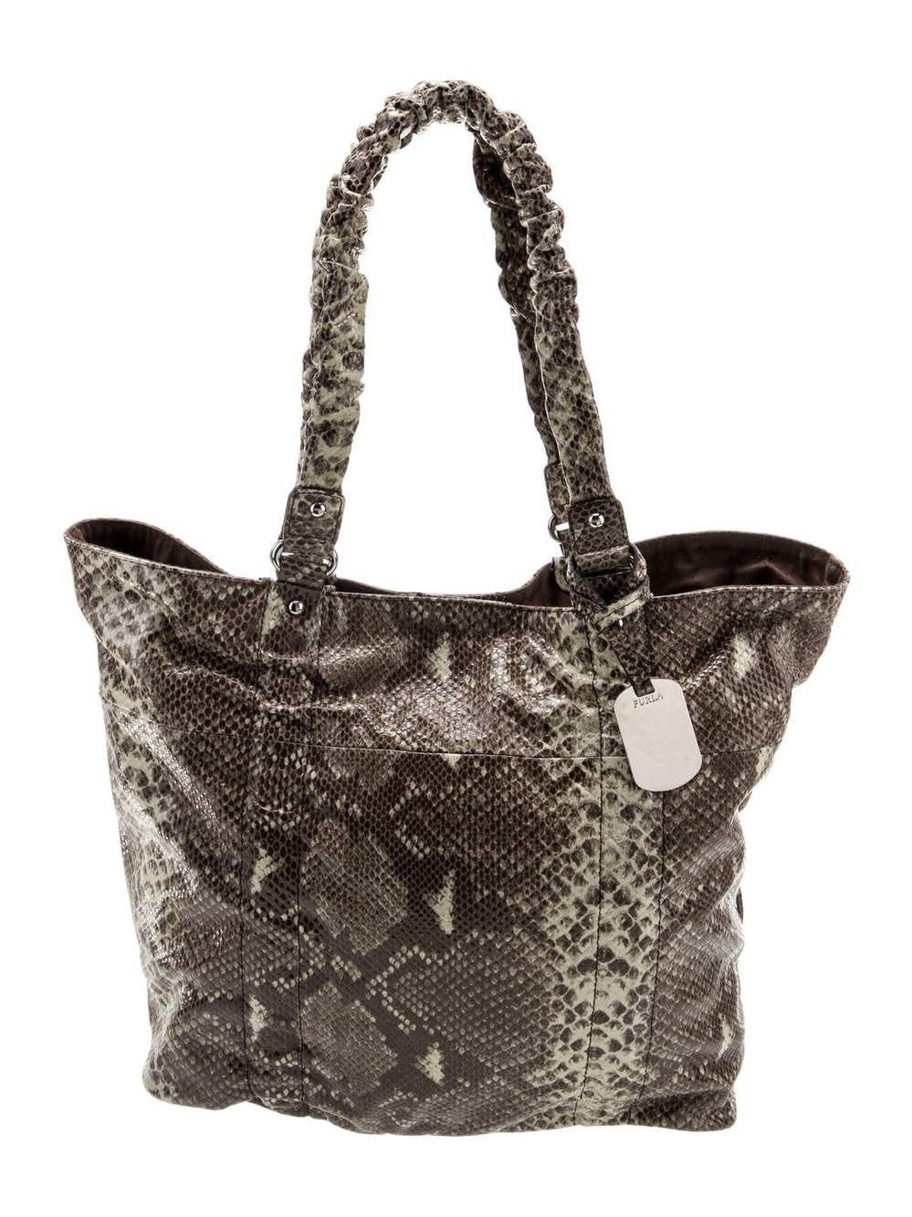 Furla Python-Texture Tote Bag in Brown/Gray
